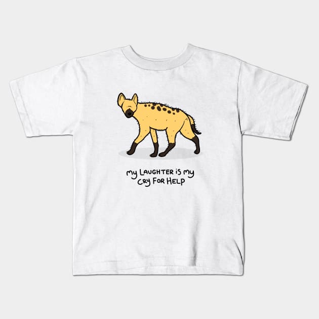 Grumpy Hyena Kids T-Shirt by grumpyanimals